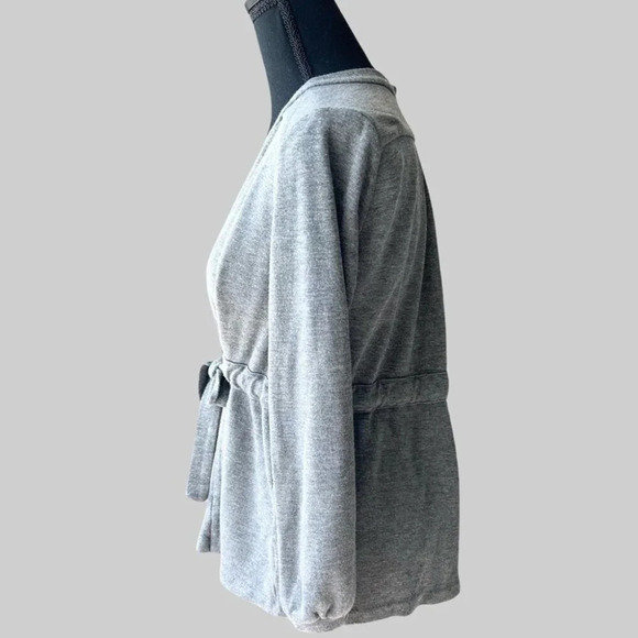 Club Monaco Tie Front Draped  French Terry Cardigan - Picture 3 of 13